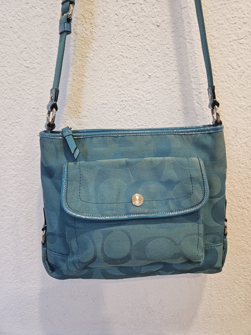 Coach Kyra Daisy Crossbody Bag - Turquoise Signature Jacquard